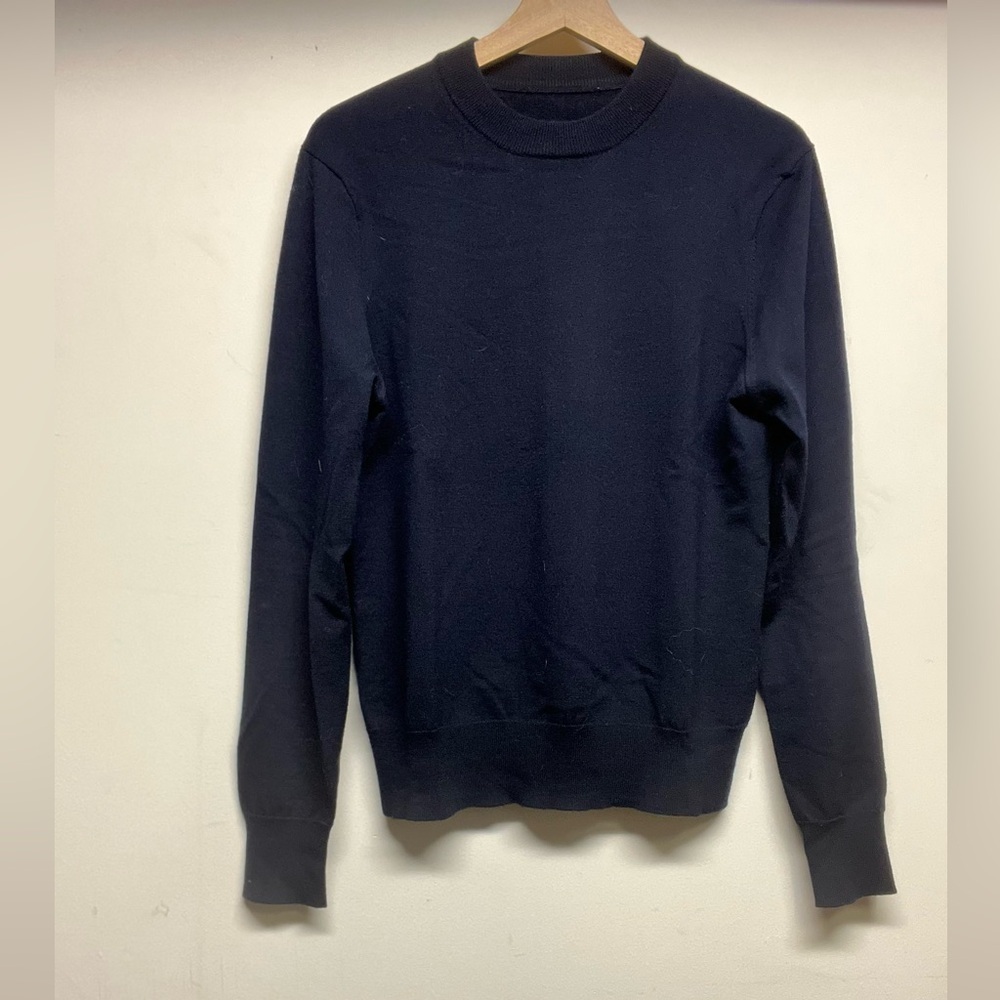 Navy Merino Wool Knit Sweater